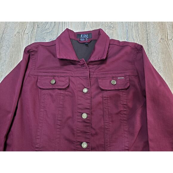 French Dressing Jeans Button Down Long Jacket Custom Fit in Canada Women's Large - Picture 2 of 5